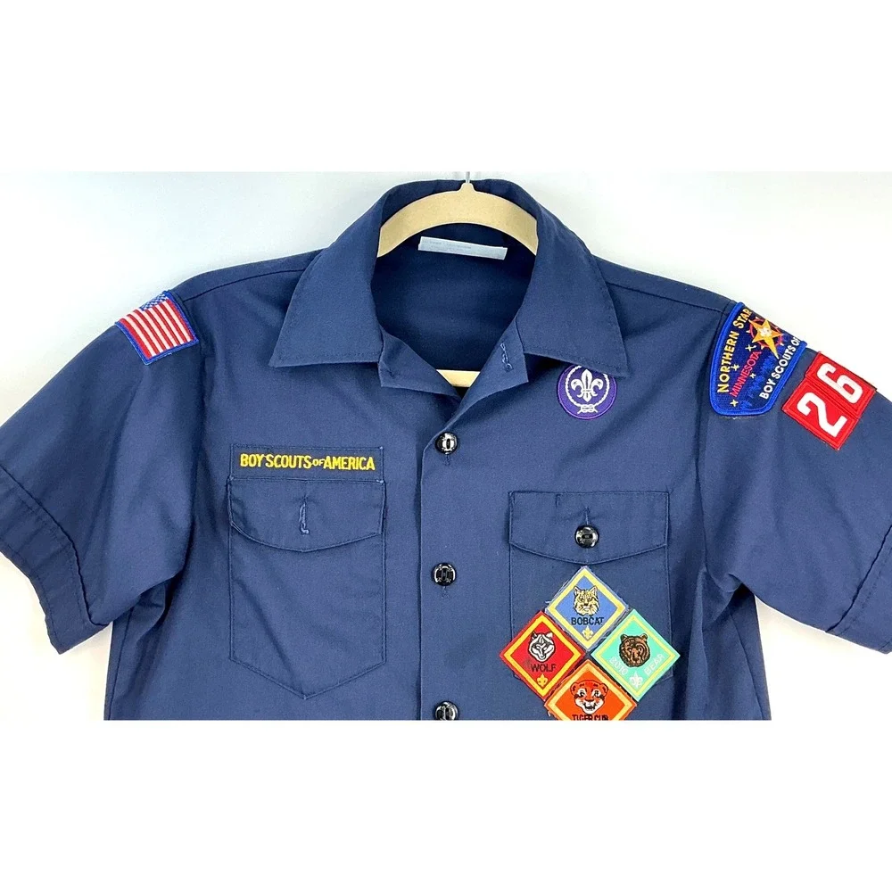 Boy Scouts Of America Official Youth Uniform Top Patches Sz M Novelty Shirt